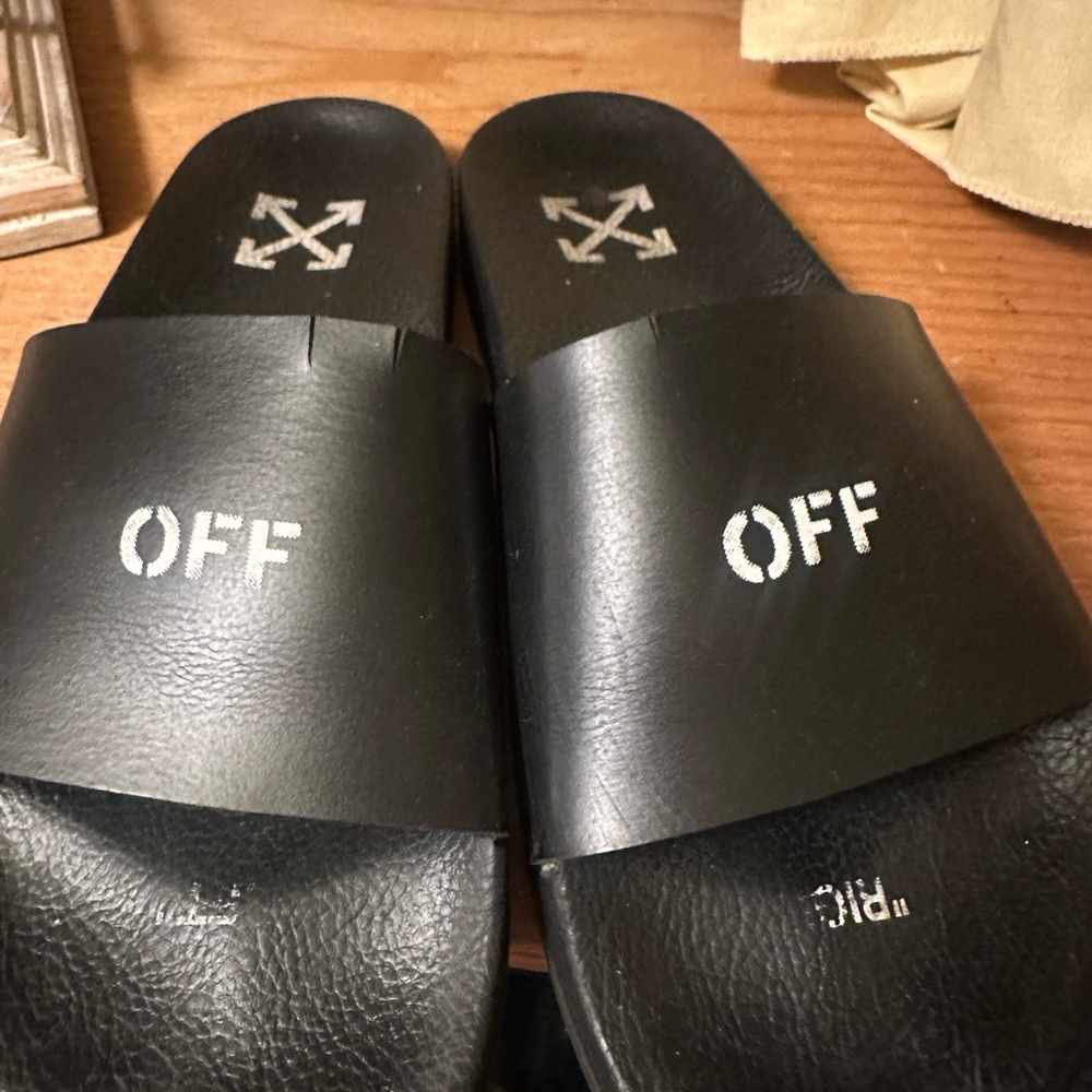 Off-White Black Logo Slides